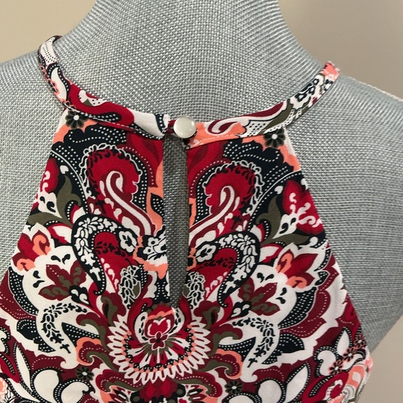 Banana Republic Red Floral Halter-Style Dress - Picture 3 of 10
